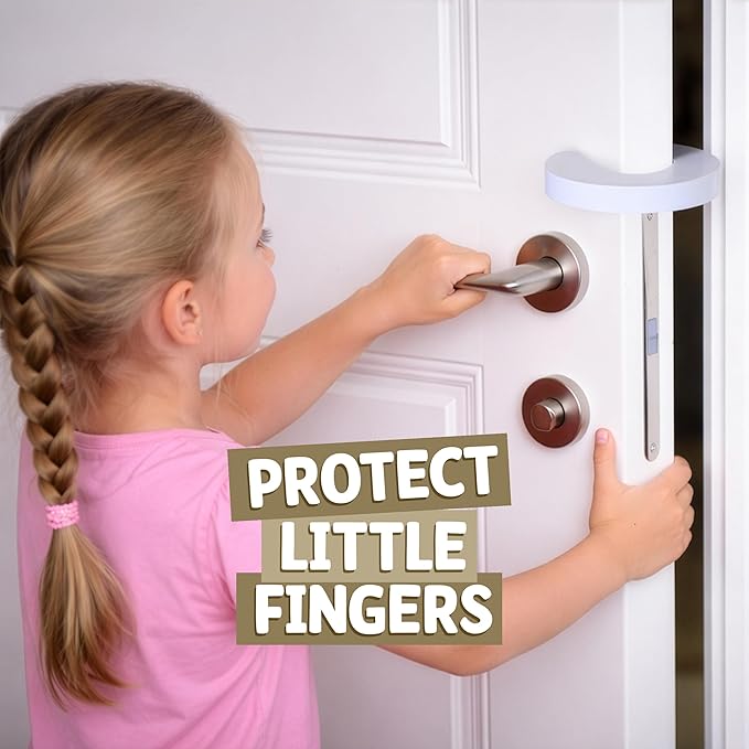 Gift Boutique Door Locks for Kids Safety – Child Proof Door Lever Lock 4 Pack with 8 Pinch Guards, Baby Proof Doors Handle Lever, Easy No Drill Install for Pantry, Bathroom, Closet & Interior Doors
