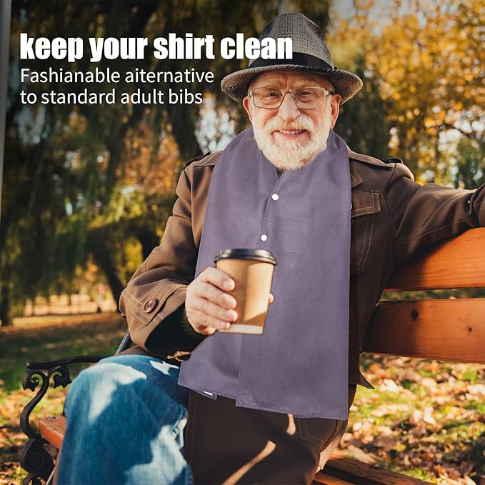 Tarpop Adult Bib Scarf Washable and Reusable Dining Clothing Protector Adult Bib for Elderly Senior Citizens Men Women Eating
