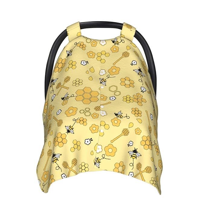 Bee Baby Car Seat Canopy Cover Multi Use Nursing Cover for Mom Nursing Covers Newborn Bee Shower Gift