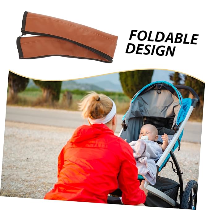 MERRYHAPY Leather Stroller Handle Cover with Zipper Universal Baby Stroller Handlebar Gloves Sleeve Easy to Clean Protective Handle Wrap for Prams 20.5In Length