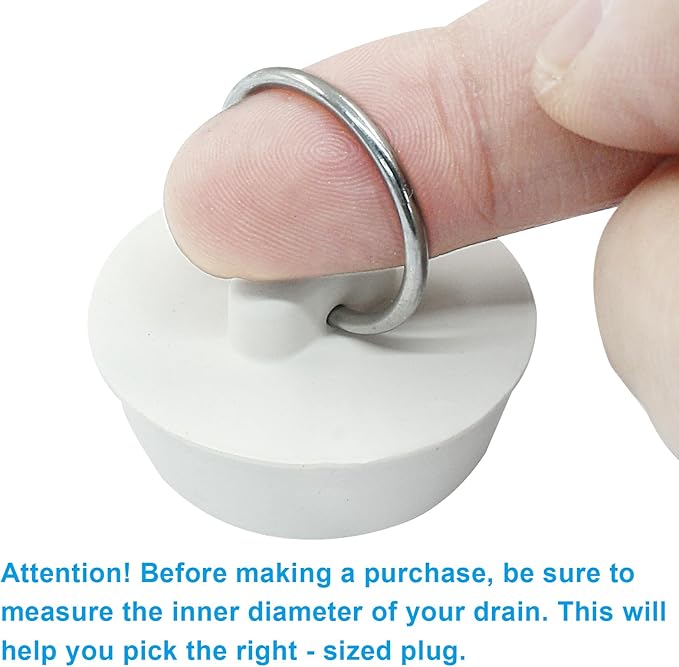 2 Pack Universal Drain Stoppers, Rubber Bathroom Stopper 1-1/4 Inch Bathtub Plug, Hanging Ring Sink Stopper for Bathroom Kitchen Sink Tub