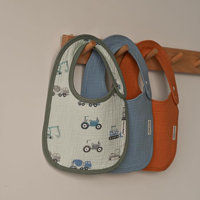 Muslin Bibs for Baby Boys Girls,Organic Muslin Baby Bib for Drooling and Teething,Soft Bandana Drool Bibs 5 Pack