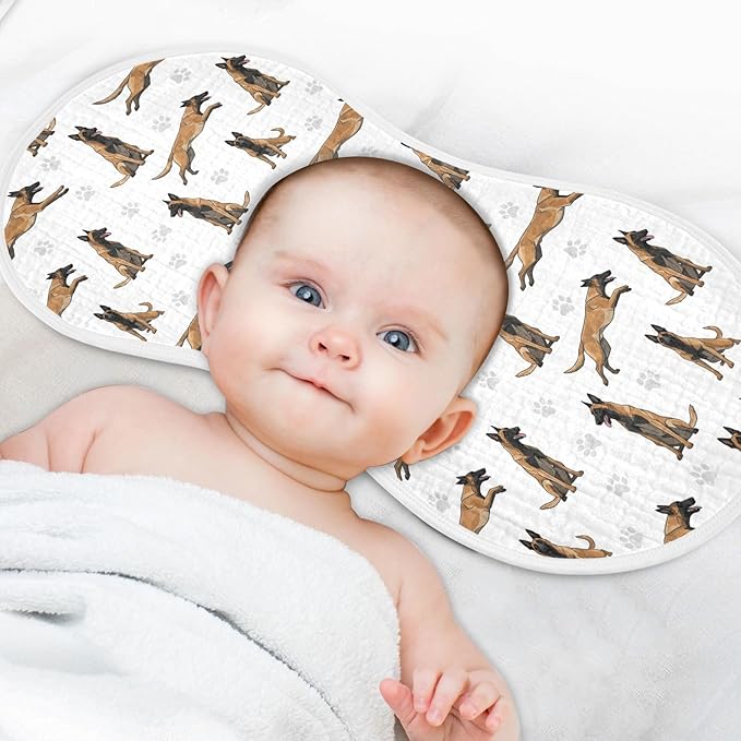 Qinllo 1 Pack Muslin Burp Cloths German Dogs Paw Prints White Cotton Baby Burp Cloths Extra Absorbent and Soft Spit Up Rags for Newborn Babies 22x11 Inch