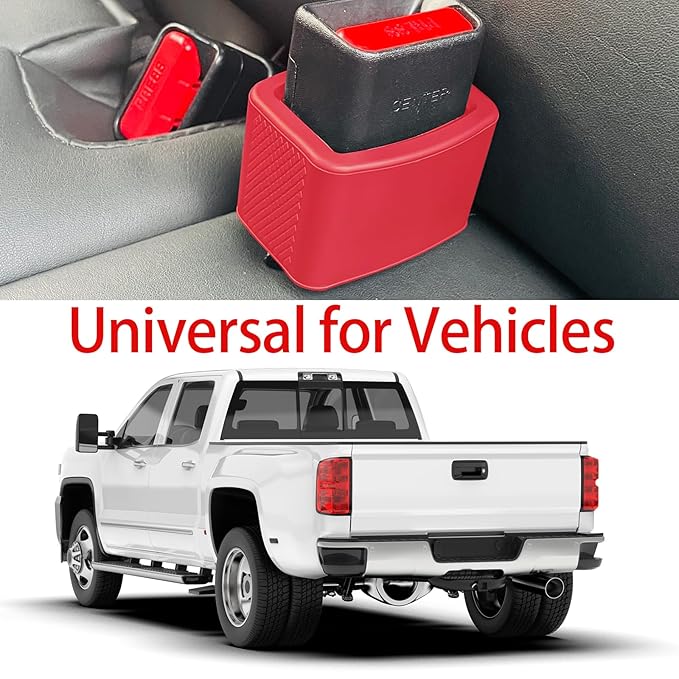 2 Pack Silicone Seat Belt Buckle Holder, Seat Belt Buckle Booster for Kids, Durable Silicone Material, Easy Access to The Buckles of Rear Seats, Car Accessories, Suitable for Most Car Models (Red)