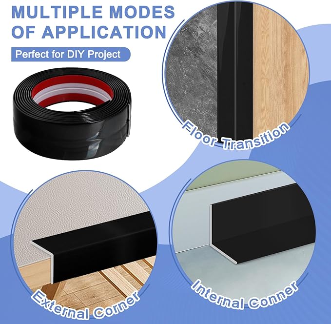 Wall Corner Protector Moulding Trim Peel and Stick Wall Corner Guards Trim Flexible Self Adhesive Edge Protector Moulding, 0.8 in x 20 Ft, Black