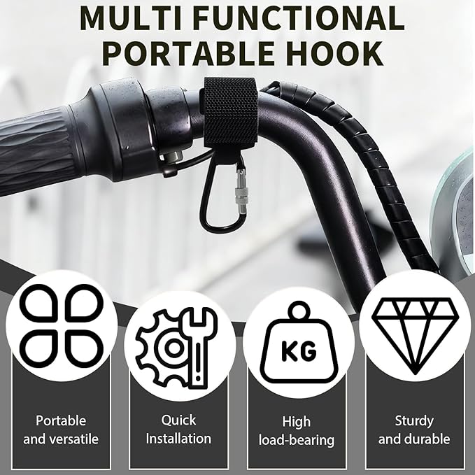 2 Pcs Multi-Purpose Utility Stroller Hook, Heavy Duty Carabiner Hanger for UTV Side by Side Roll Cage, Adult Electric Scooter Accessories Hang a Diaper Bag to Your Pram or Buggy (Black)