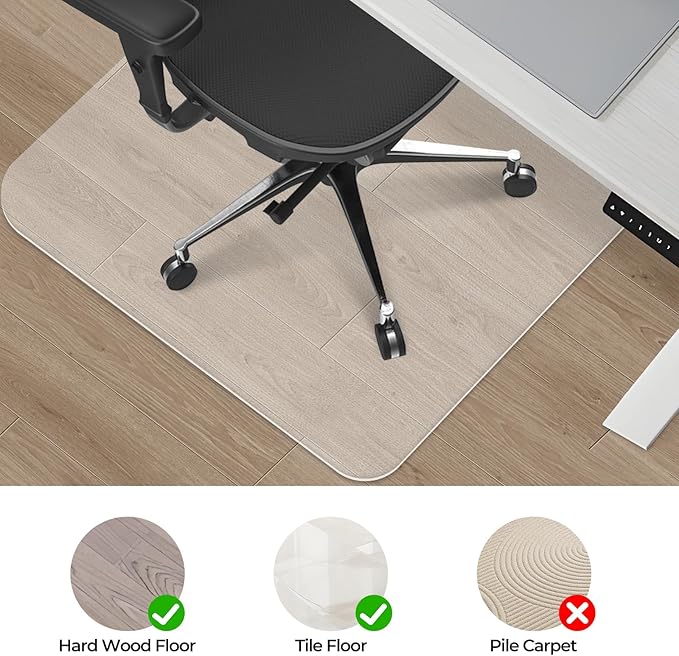 Chair Mat for Hard Wood Floors - Heavy Duty Floor Protector - Easy Clean (47''×59'')