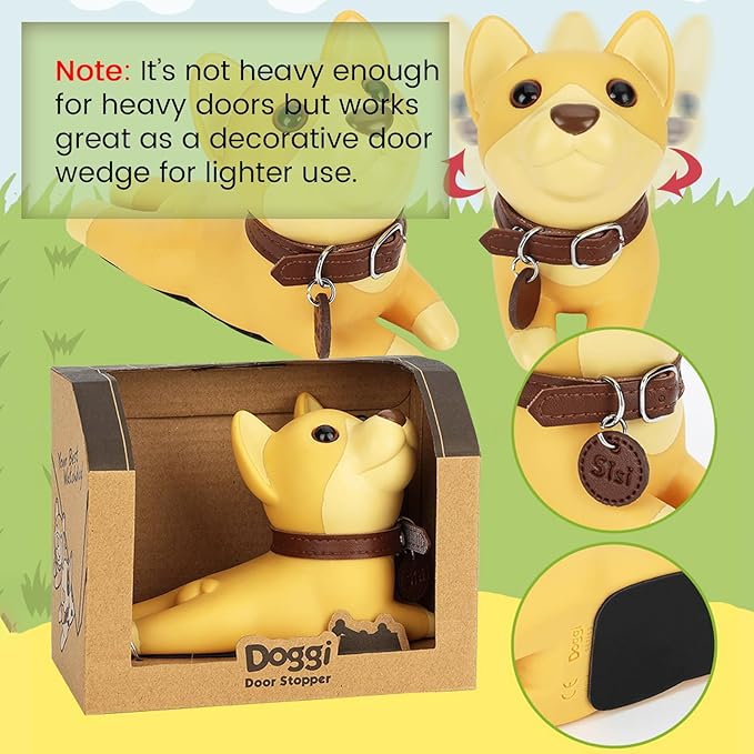 DomeStar Cute Dog Door Stopper, Shiba Inu Door Stop Decorative Animal Doorstop Wedge, Yellow