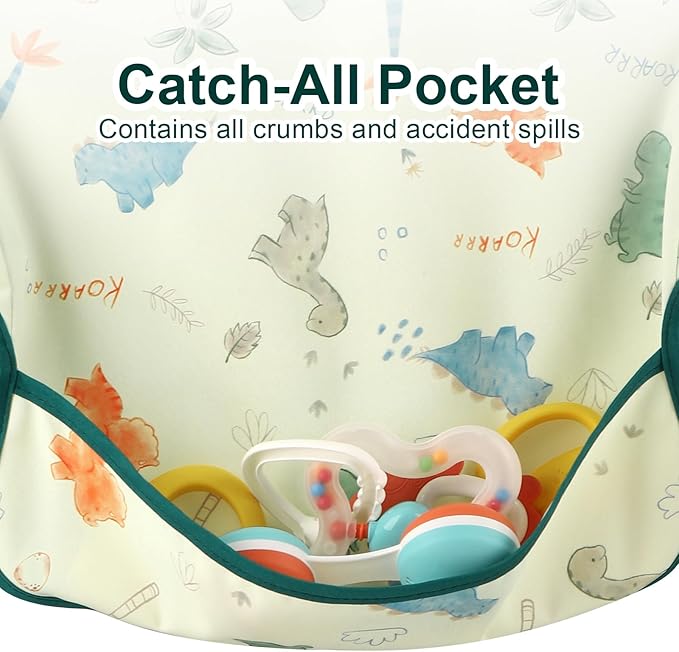 Accmor 5 Pack Long Sleeve Bibs, Baby Smock Waterproof Sleeved Bib Smock for Baby Toddler 6-36 Months