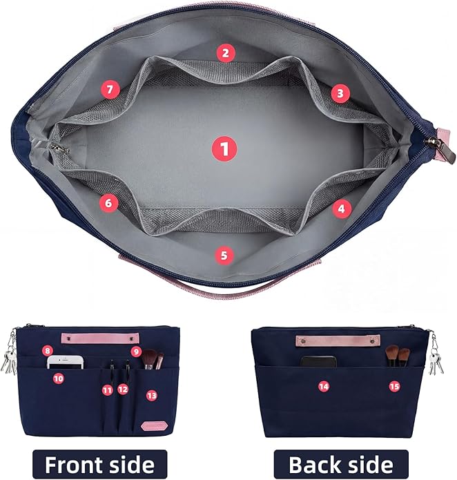 VANCORE Purse Organizer Insert for Handbags,Tote Bag Organizer Insert with Zipper Bag,Premium Handbag Organizer Inside Liner for Women
