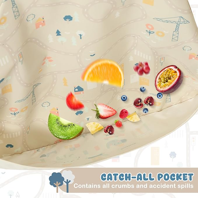 Little Dimsum Mess-Proof Baby Bibs|Infant Toddler Long Sleeve Waterproof Feeding Smock|Catching Food & Wipe Clean