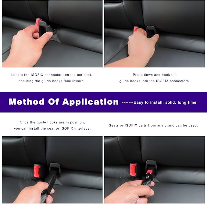 4 PCS ISOFIX Interface Belt Latch Guide, Car Child Seat Belt Bracket Connector Locater Guides, Universal ISOFIX Interface Buckle Fixed Guide Groove for Baby Safety Chair