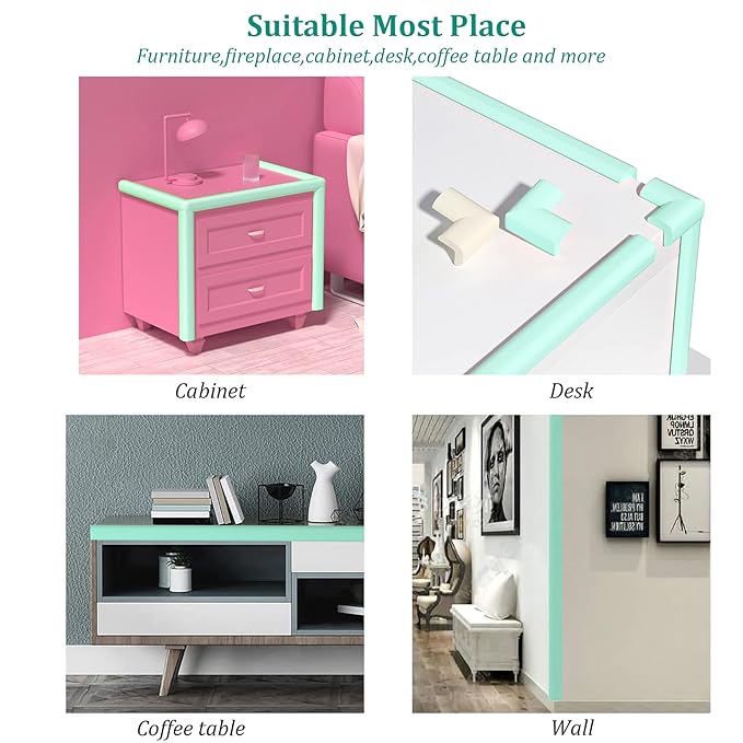 Corner Guards, Milky White(4 Corner&6.5ft Safety Bumpers), FURNITURE_EDGE_BUMPER, Protects Babies from Sharp Furniture Corners