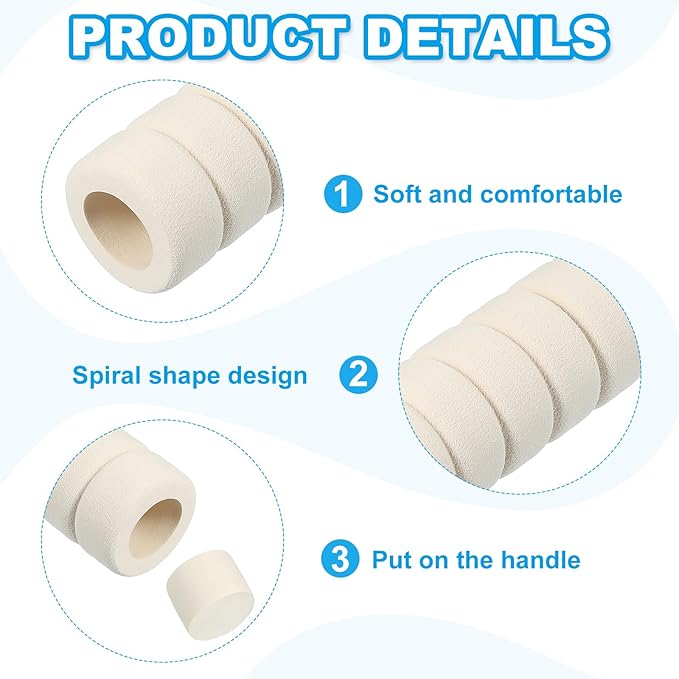 PATIKIL EVA Foam Door Handle Cover, 6 Pcs Anti-Collision Door Knob Spiral Covers Door Handles Protective Safety Cover Guard Sleeve for Bedrooms Bathrooms Offices Furniture, White