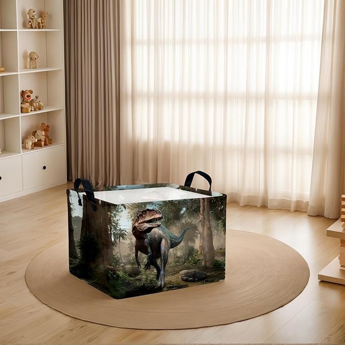 ASKETAM Cute 3D Dinosaur Kid Storage Basket Trendy Toy Box, Baby Laundry Hamper, & Clothes Organizer Fantastic Boy Gift & Nursery Bin for Modern Bedrooms (Tyrannosaurus Rex)