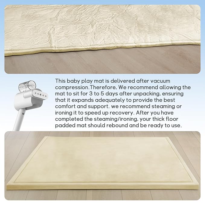 Baby Play Mat for Floor Nursery Rug Muscle Mat Area Rug Playroom Rug 39"x59" Playpen Mat Memory Foam 1.3" Thick Crawling Mat for Babies,Toddlers, Infants, Kids,Light Beige