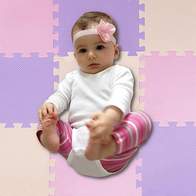 MioTetto Baby Play Mat, Comfortable Tummy Time Mat – Portable Foam Floor Tiles, Safe baby mat for floor for Crawling & Development, Soft play mat for babies 0-6 months, Stylish interlocking foam tiles