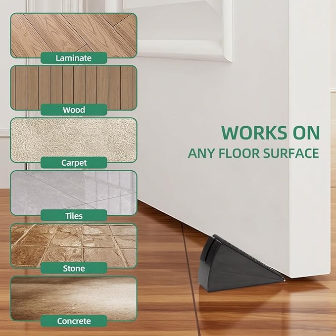 Heavy Duty Door Stopper, Up to 3 in Tall Door Stop Wedge, Large Door Stoppers for Bottom of Doors, Adjustable Height Suits Any Heavy Gate Gap