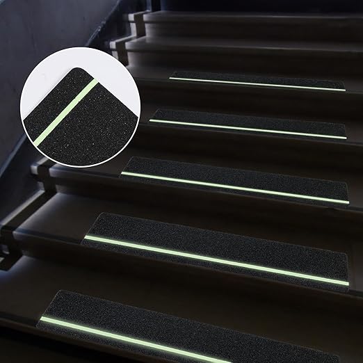 Anti Slip Tape with Glow in The Dark Stripe 6Inch x 20FT Best Grip Non Slip Strips Tape High Traction Abrasive Adhesive for Step