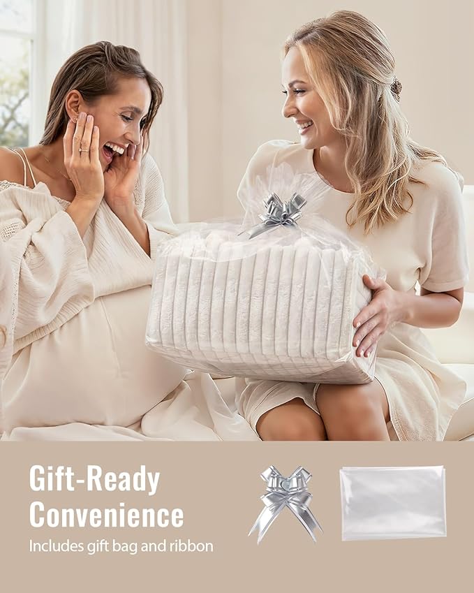 Blissful Diary Flannel Diaper Caddy Organizer, included Gift Packaging, Cozy Nursery Storage Basket, Gift for Baby Shower, Newborn Essentials, Cream Beige
