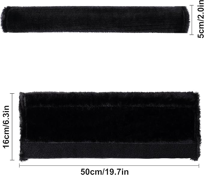 Amooca Soft Faux Fur Universal Fit Seatbelt Cover Car Truck SUV Airplane Seat Belt Shoulder Pad for Carmera Backpack Straps Neck Cushion Protector Extra Long 19.7in Black
