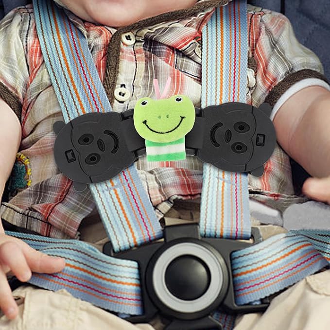 Anti Escape Harness Chest Clip Lock, Baby Safety Strap Prevent Kids Taking Their Arms Out of High Chairs/Strollers, Safety Strap Clips with 2 Dolls(2 Pack)