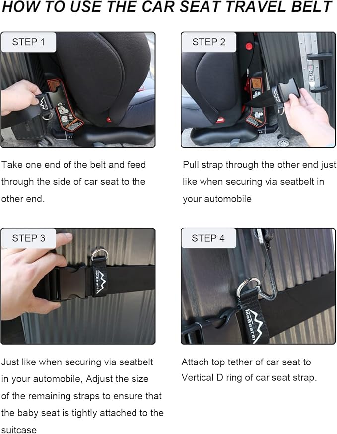 MoBearer Car Seat Travel Belt to Suitcase,Car Seat Travel Strap to Convert Kid Car Seat and Carry-on Luggage into an Airport Car Seat Stroller,Safe Travel Solution for Transport