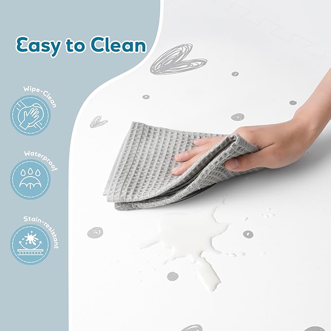 72x48 Baby Crawling Mat,Baby Foam Play Mat,Floor Mats for Kids for Infants with Interlocking Floor Tiles,Toddler Playmats for Indoor and Outdoor,Easy to Clean Playroom Mats(Love+Bubble)