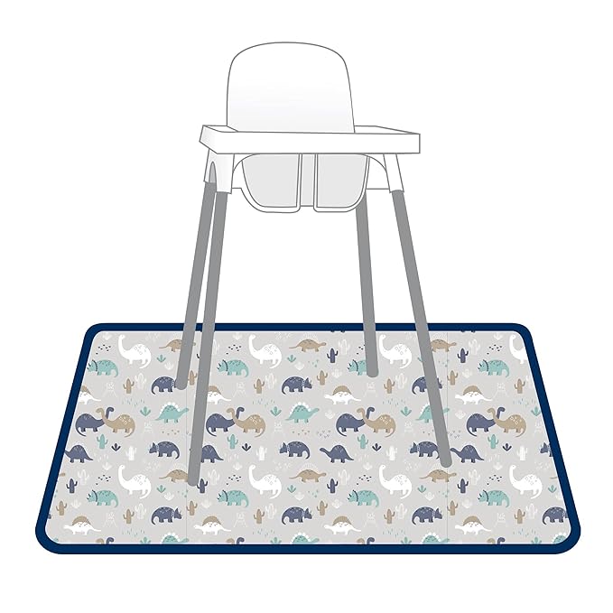 BapronBaby Desert Dinos Splash Mat - Waterproof Catch-All for Under High Chairs, Floors, Tables, Playtime or Arts & Crafts - Machine Washable - 45" x 45”