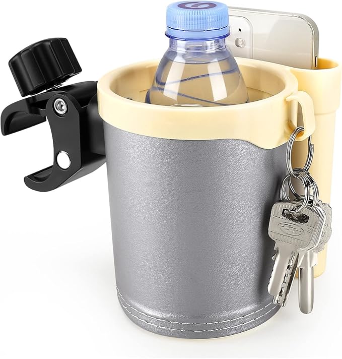 Accmor Stroller Cup Holder with Phone Keys Holder, 3-in-1 Universal Cup Holder, Drinks Bottle Holder for Stroller, Bike, Wheelchair, Walker, Scooter