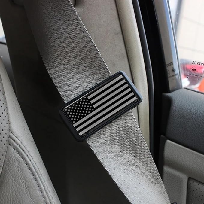 2PCS American Flag Car Seatbelt Adjuster car Universal Car Seat Belt Pads Cover for More Comfortable Driving, Seat Belt Shoulder Strap