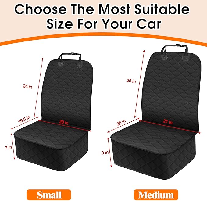 NECKORY Front Dog Seat Cover, Waterproof Car Seat Covers for Dogs Nonslip Scratch-Proof Dog Seat Cover Front Seat Cover for SUV, Trucks & Cars - S, Black