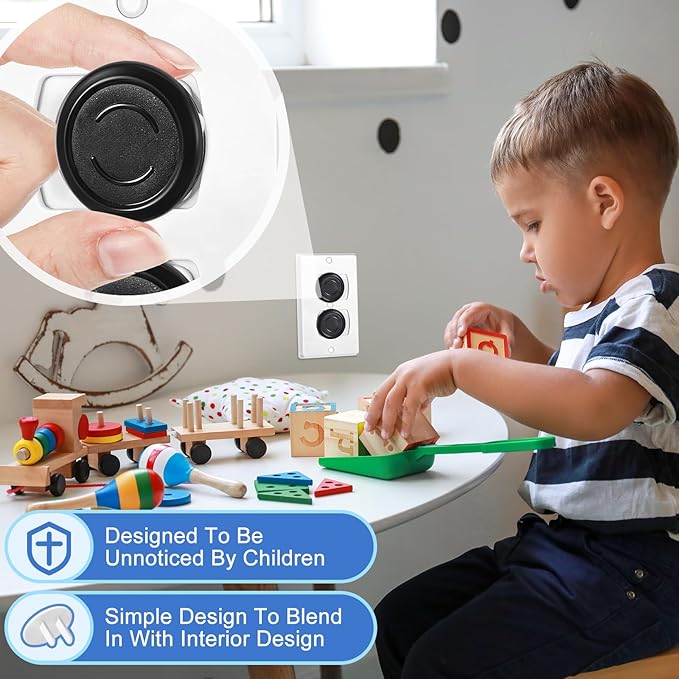 Thyle 200 Pcs Outlet Covers Bulk Child Baby Proofing Plug Covers for Electrical Outlets Easy Install Socket Sturdy Safe Secure Baby Proofing Kit for Home Office Bulk(Black)