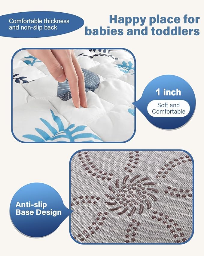 Baby Play Mat, 50x50 Thickened Playpen Mat, Non-Slip Baby Mat for Floor, Foldable Portable Playmat Suitable for babies learning to crawl and for travel
