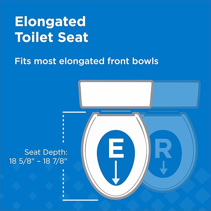 Gerber Elongated Toilet Seat with Cover, Soft Close, No Slam, Quick & Easy Install, Heavy-Duty Plastic, Adjustable Fit for Standard Elongated Toilets, Durable & Fade-Resistant, Biscuit G009921309