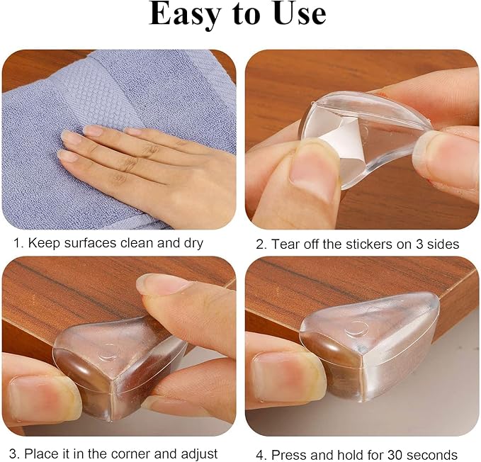 12 Pack Corner Protector for Baby, Clear Corner Protectors, Furniture Corner Guard & Edge Safety Bumpers to Cover Sharp Furniture & Table Edges