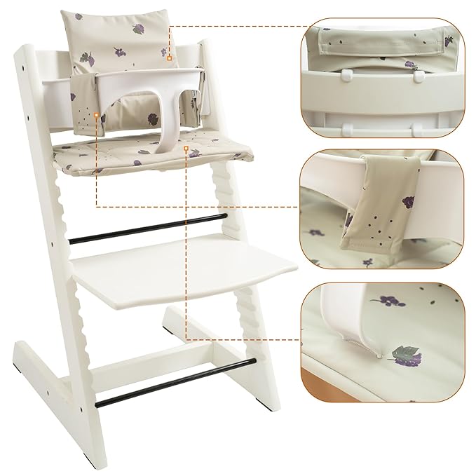 Baby Cushion Set Soft and Comfort High Chair Cushion for Infant, Toddler High Chair Accessories Easy to Clean and Install, Grape Sandy