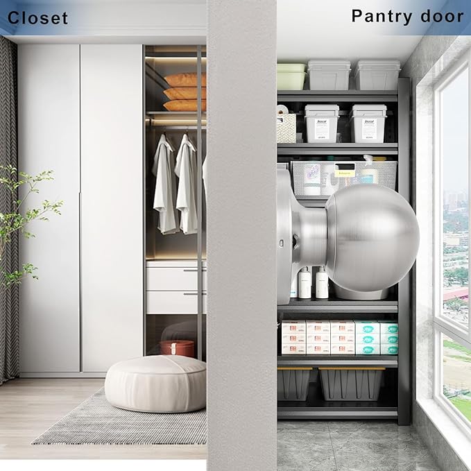 Knobonly 1 Pack Dummy Door Knobs Satin Nickel Finish Single Side Door Sets for Pull/Push Function