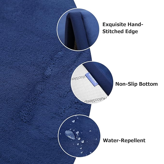 Huloo Sleep Ultra Soft Baby Play Mat for Floor,1.3" Thick Elasti-Foam 47x47 Play Mat for Playpen,Water-Repellent Coral Velvet for Tummy Time, Non-Slip Backing Safe for Toddlers & Infants（Dark Blue）