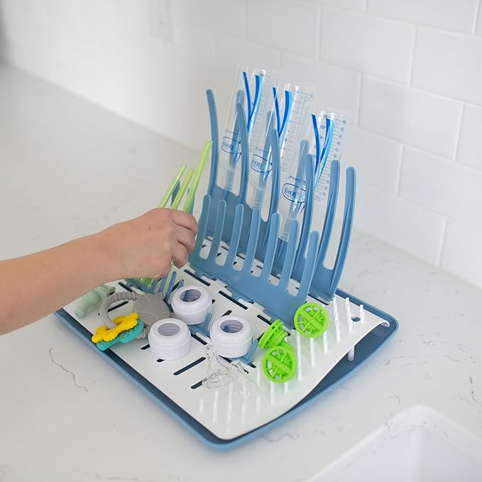 Dr. Brown's Folding Baby Bottle Drying Rack for Easy Storage - Dry Nipples, Pacifiers and Other Baby Essentials, BPA Free