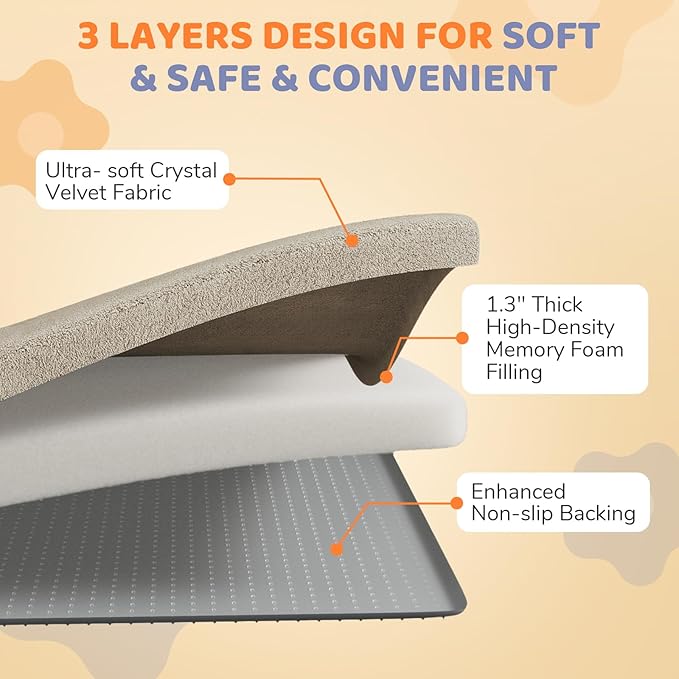 Omzer Baby Play Mat for Floor: Soft & Safe - 1.3'' Thick Foam Playpen Mats with Machine Washable Removable Cloth Cover for Tummy Time - Non Slip Crawling Pad for Toddler, Infant, Kids (Khaki, 65''x 50'')