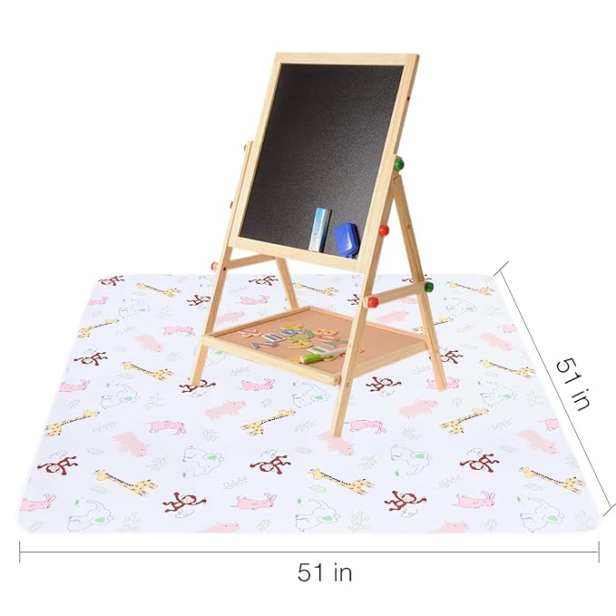 Baby Splat Floor Mat for Under High Chair/Arts/Crafts by CLCROBD, 51" Waterproof Anti-Slip Food Splash Spill Mess Mat, Washable Floor Protector Mat and Table Cloth