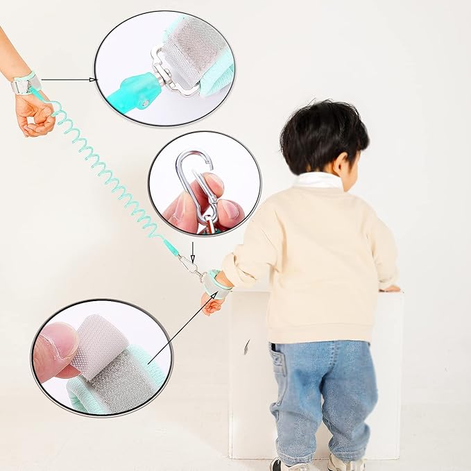 Toddler Leash-Baby Walking Safty Harness and Child Anti Lost Wrist Link for Girls/Boys Travel (Black)