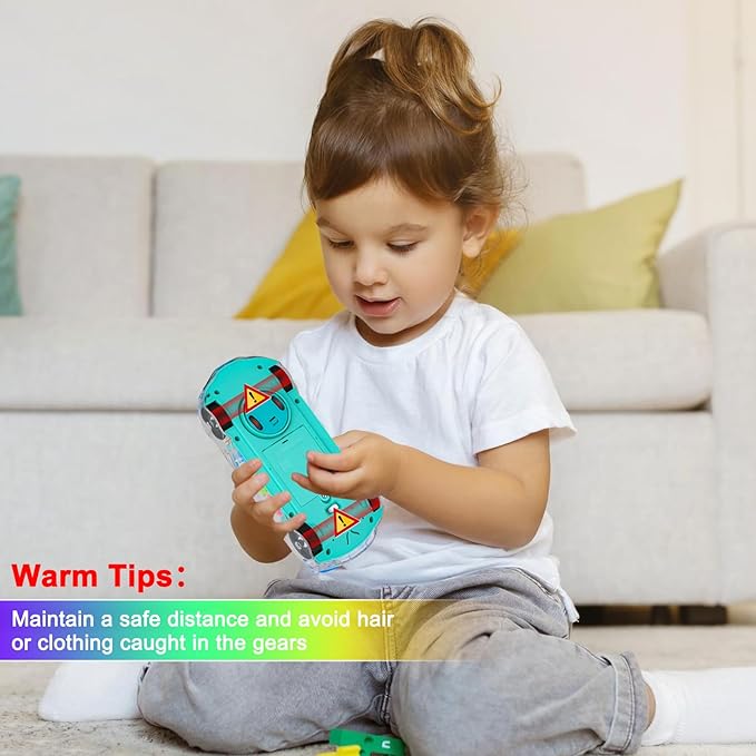 ZHFUYS Light Up Transparent Car Toy for Kids, Sensory Toys for Kid, Toy Car with Colorful Moving Gears, Fun Educational Toy for Kids, Birthday Gifts Idea for Boys Girls