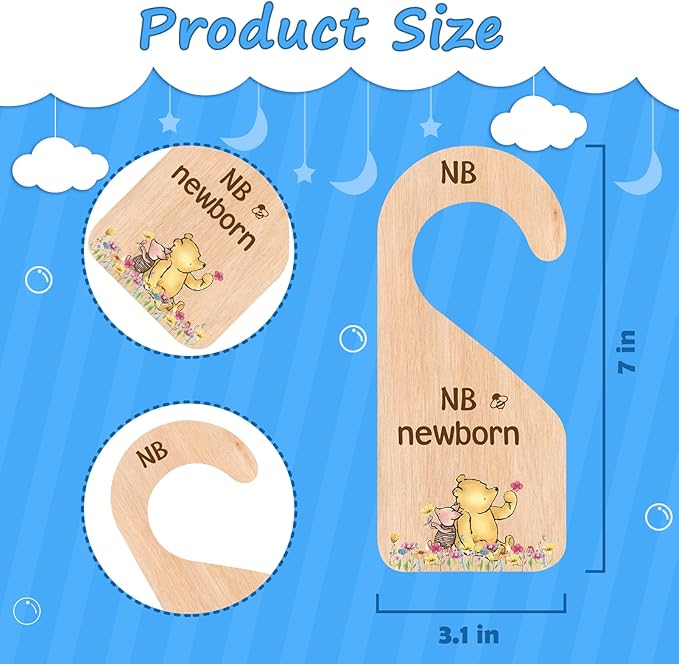 PAMBO The Winnie Bear Baby Closet Dividers, Clothes Organizer for Baby Nursery Decor Wooden Hanger for Newborn Baby Stuff From 0-24+ Months