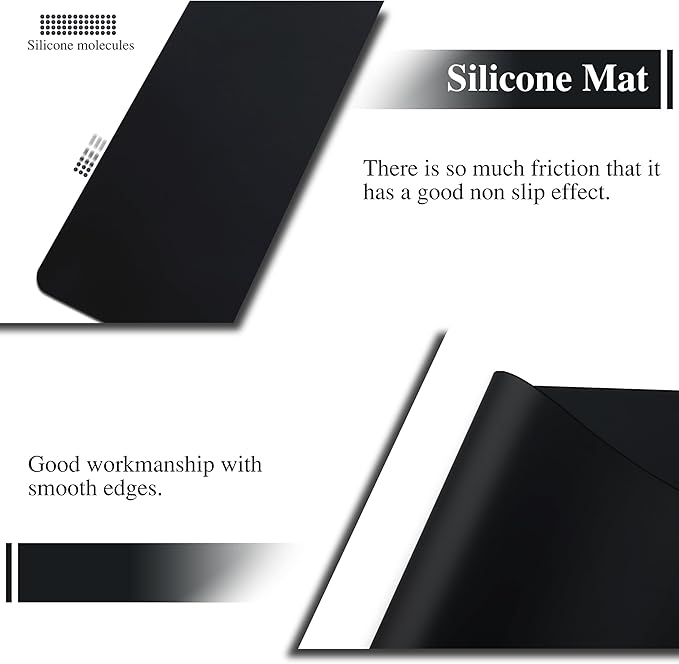 3Pcs Black Silicone Mats, 15.7"x 11.8" - Kitchen Counter, Baking, Jewelry, Painting