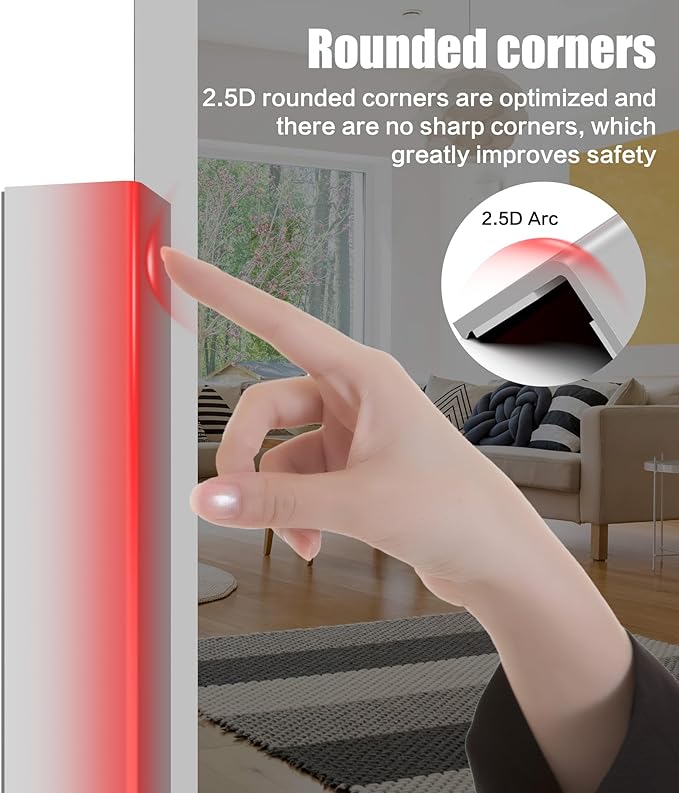 Wall Corner Protector, Walls Edge Protector，Self-Adhesive Wall Corner Guards,PVC Double Side Edge Protector， Furniture Stairs Guard (Gray 2PCS 90cm/35.4in)
