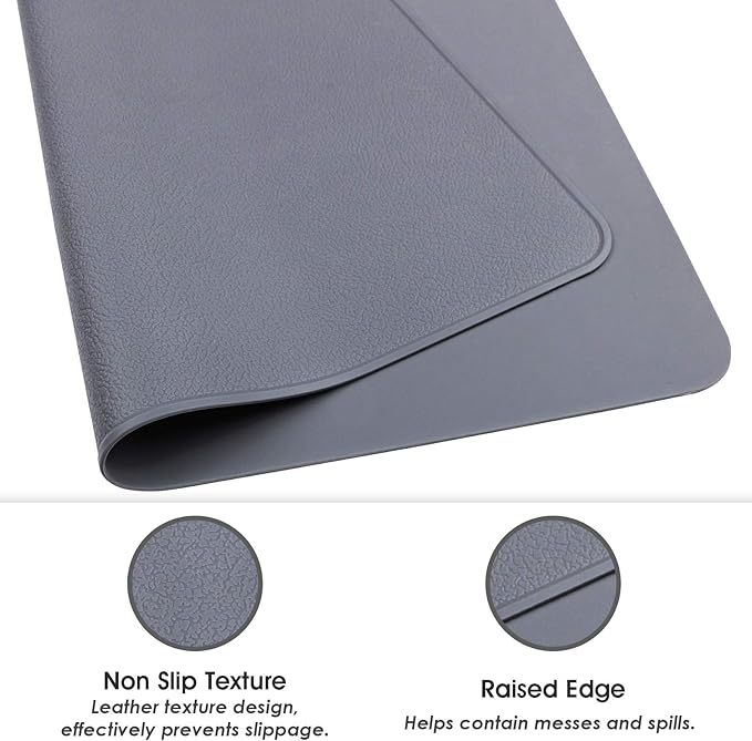 Kamehame Silicone Placemats, Placemats for Dining Table Set of 2 Non Slip Heat Resistant Table Mats 17.5 x 11.4 inch with Raised Edges