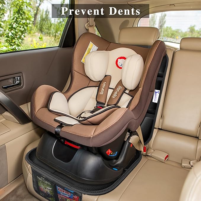 Car Seat Protector, Non-Slip Rubber Padded Backing Seat Protector for Child Seats, Waterproof Thickest Padding Car Seat Protector Under Baby Seat - No Imprint (Black-Ⅰ-1pcs)