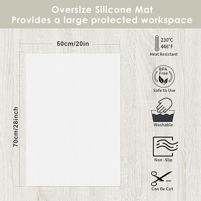 Extra Large Silicone Mats, Food-Grade Kids Silicone Placemats Silicone Mats for Kitchen Counter Heat Resistant Mat, Non Stick Silicone Mat for Craft Pastry Baking, 27.6'' x 19.7''Translucent White